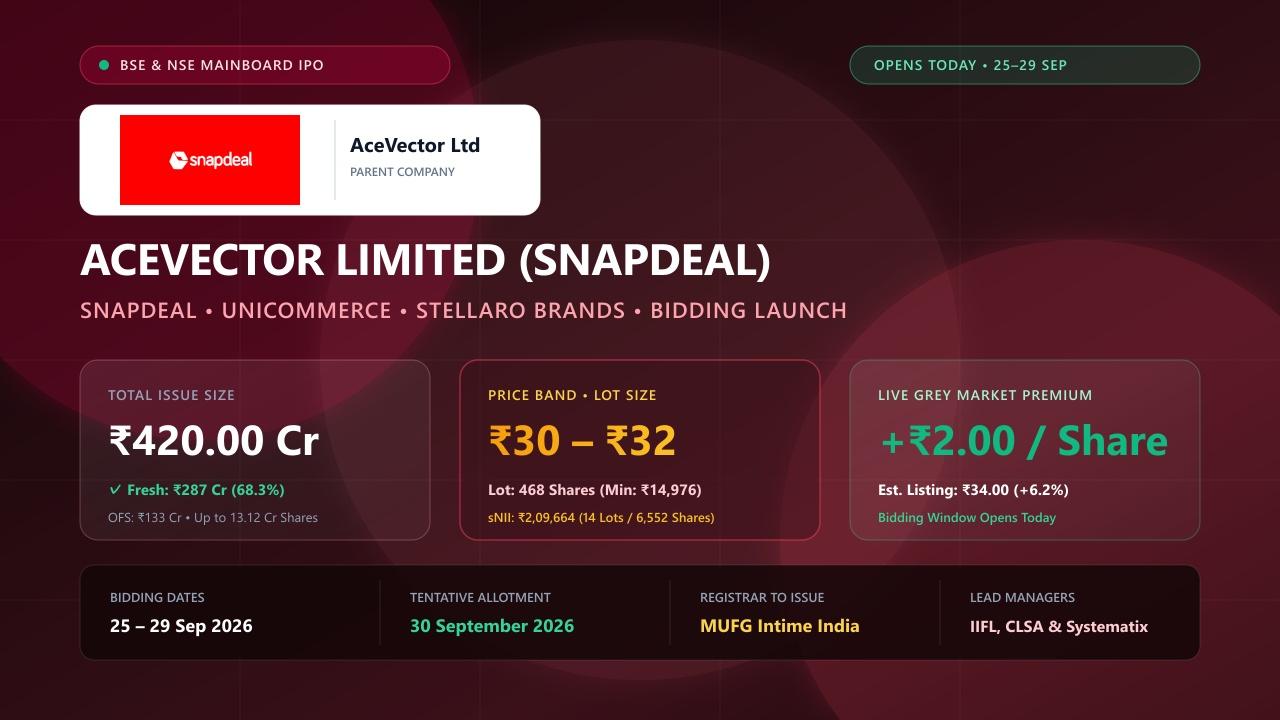 AceVector Limited Snapdeal IPO RHP Price Band Lot Size Details Kunal Bahl E-commerce