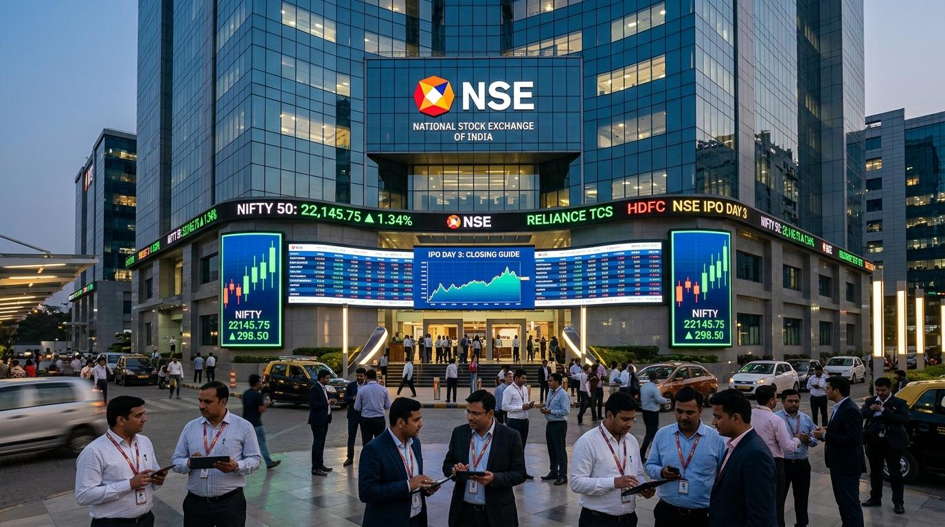National Stock Exchange of India Limited NSE IPO Day 3 subscription status Monday closing guide