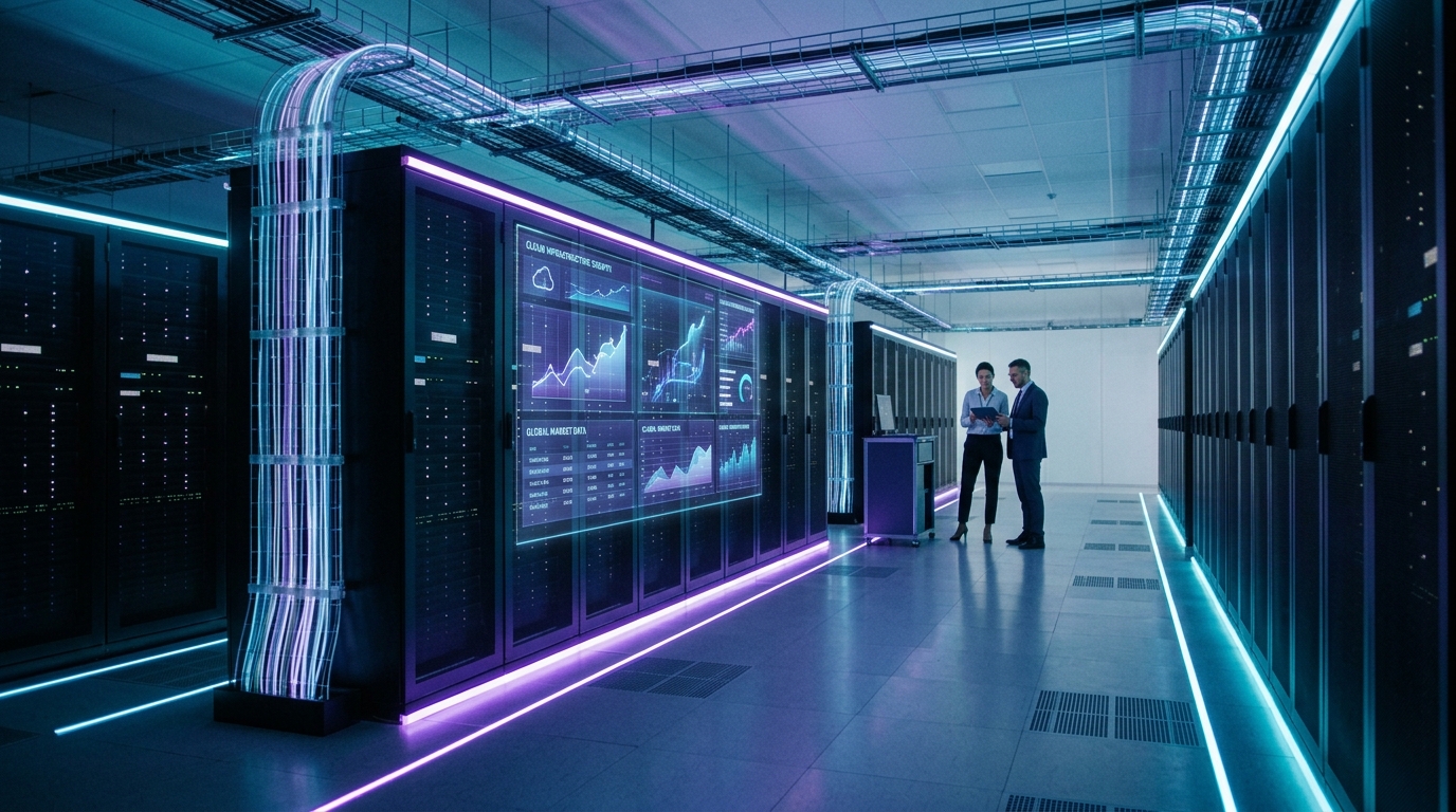 Tier 3 enterprise data centre server corridor representing ESDS Software Solution IPO public issue