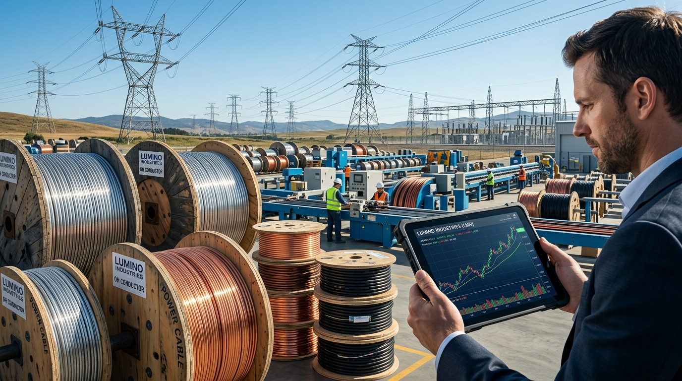 Lumino Industries heavy-duty overhead electrical conductors and specialized power cable manufacturing spools with live order book tablet