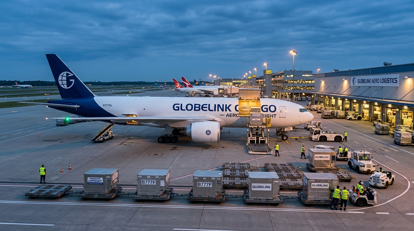 Commercial air freight forwarding aircraft cargo terminal operations and logistics containers
