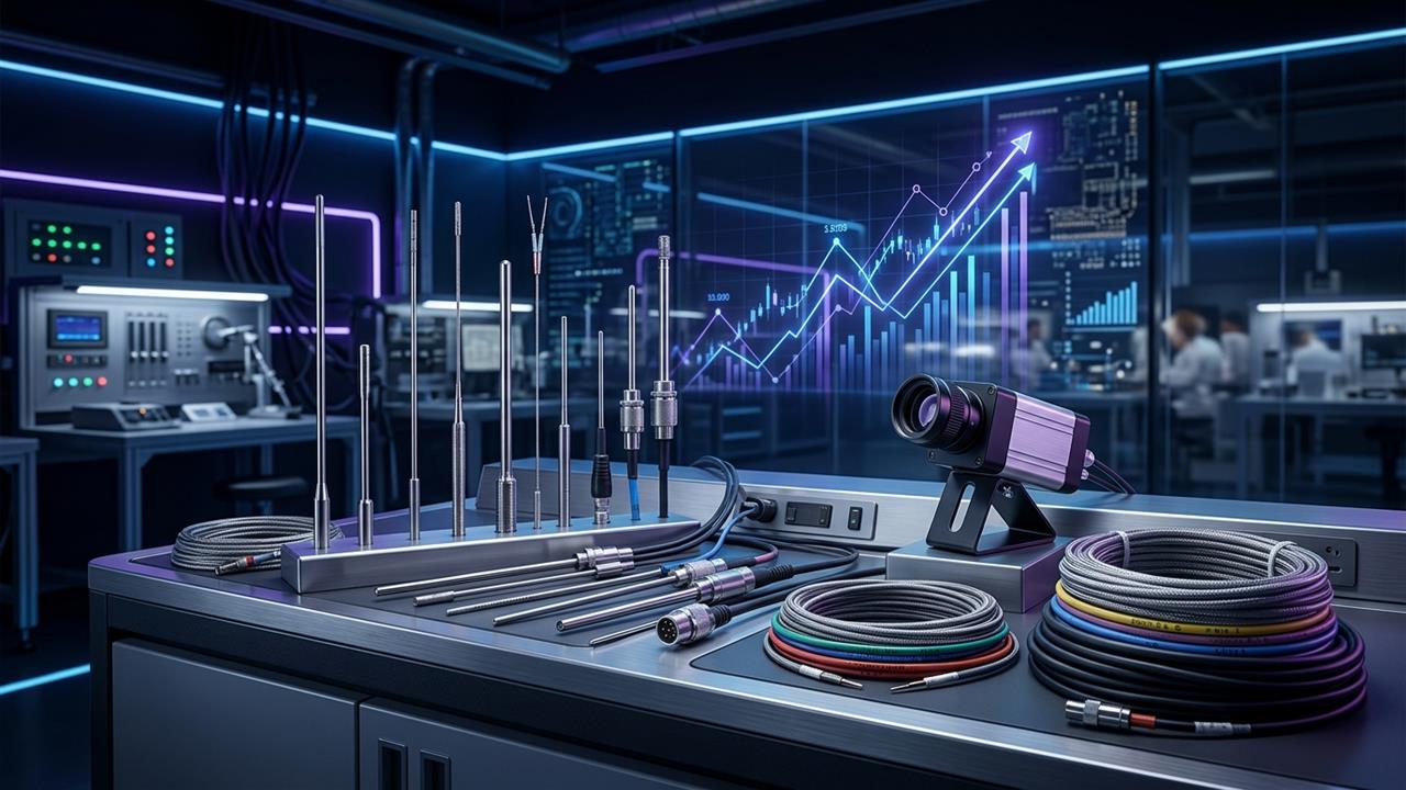 Tempsens Instruments IPO opening day breakdown banner with thermal sensors and market charts